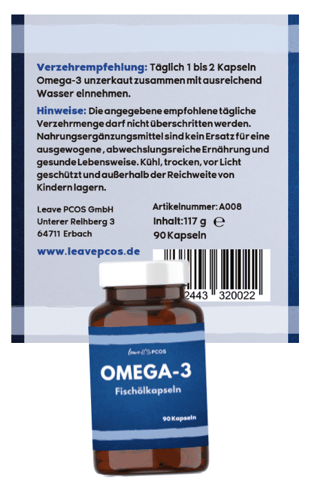 Kapseldose Omega-3 mit Verzehrempfehlung
