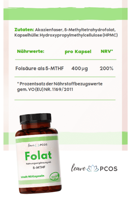 Kapseldose Folat mit Zutaten und Nährwerttabelle