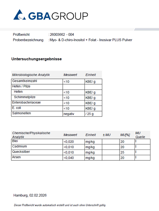 Myo- & D-chiro-Inositol + Folat - Pulver - 3er Sparset (90 Tage) - inkl. Dosierlöffel